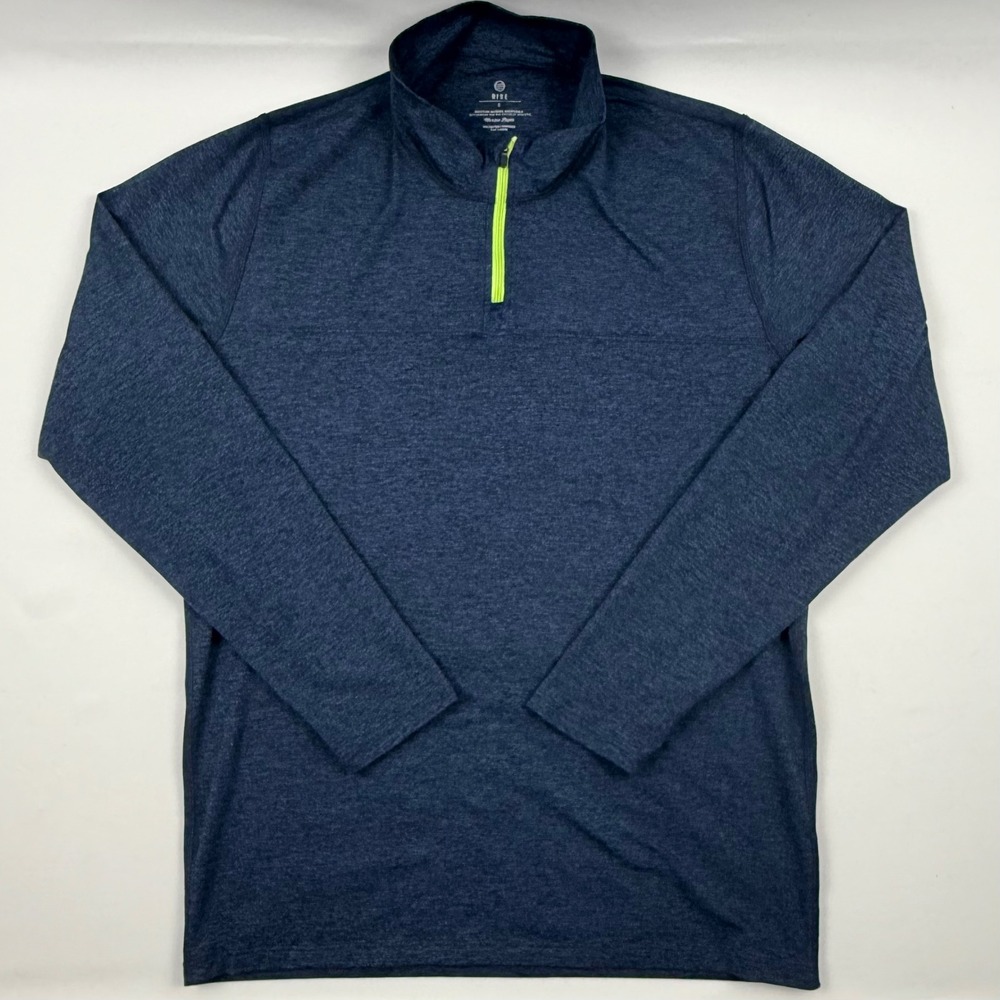 Marine Layer Rise Mens Small Navy Blue Heathered Quarter-Zip Activewear Pullover